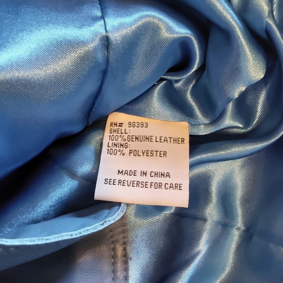 Pamela‎ McCoy Women's Size Medium Blue Button Down Soft Leather Jacket NWOT - Picture 7 of 10